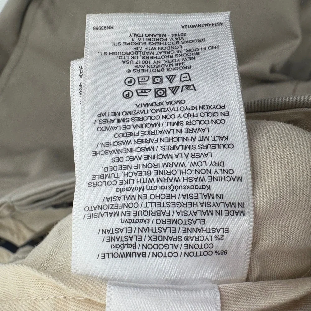 Brooks Brothers Mens Clark Advantage Chino‎ Khaki Tan Pants 34x30 100104084
